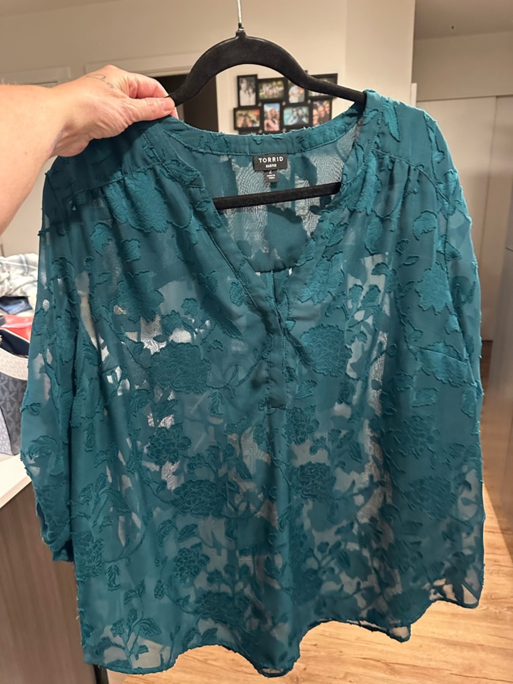 Torrid Green Harper Floral Sheer Blouse - Women's Top Size 2